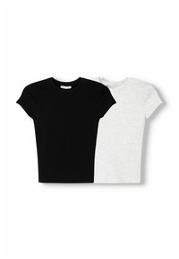 SHORT SLEEVE ROUND NECK - 2-PACK - Jednoduché tričko - dark grey