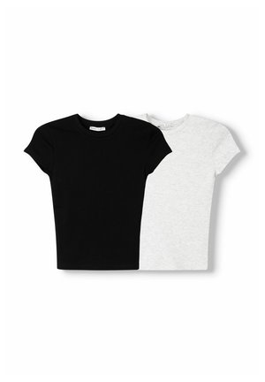 Bershka SHORT SLEEVE ROUND NECK - 2-PACK - Basic T-shirt - dark grey