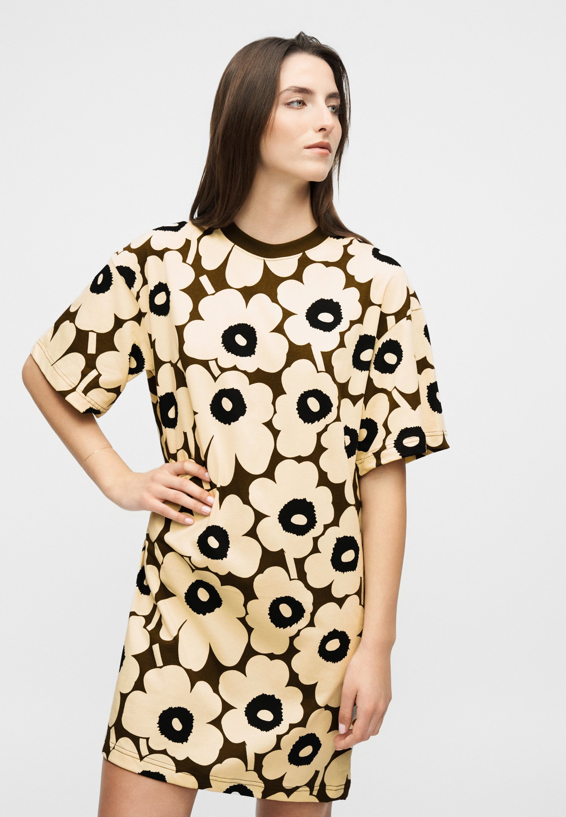 Marimekko PALIKKA UNIKKO TUNIC - Jersey dress - beige/brown/black