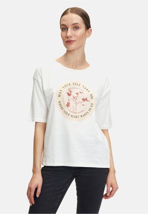 Print T-shirt - cream/rosé