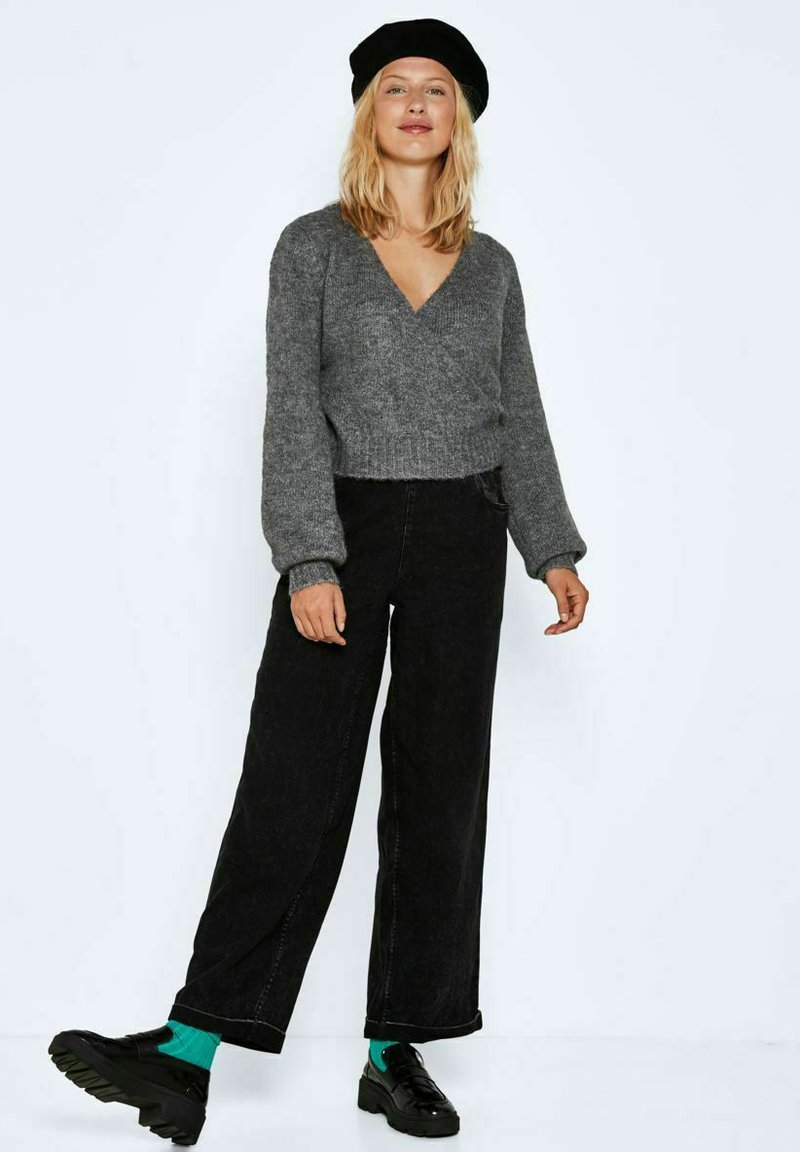 Damen Strickjacken | Noisy May BALLONÄRMEL Strickpullover medium grey melange/dunkelgrau - NB34306 Damen Strickjacken | Noisy May BALLONÄRMEL Strickpullover medium grey melange/dunkelgrau - NB34306