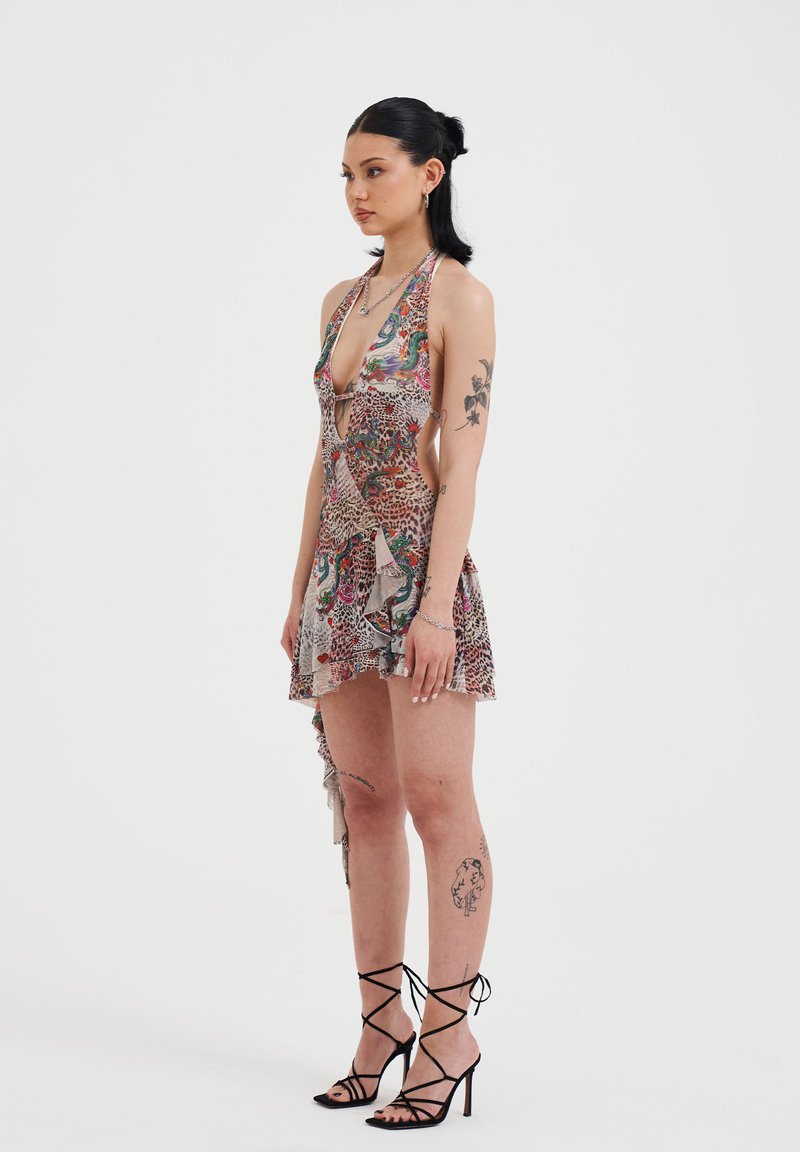 ed hardy halter dress Ed Hardy WOMENS LEOPARD DRAGON HALTER NECK MINI - Day dress - ecru/beige