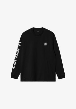 Czarna koszulka z długim rękawem wykonana z bawełny. Posiada małą naszywkę z logo na piersi oraz białe napisy na lewym rękawie.