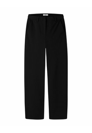 Pantalon noir droit avec passants de ceinture, poches latérales et braguette avant, présenté à plat sur fond blanc.