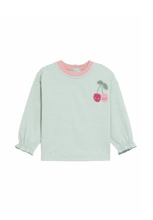 Long sleeved top - green cherry applique