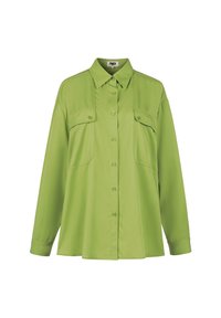 Groene button-up shirt met lange mouwen, twee borstzakken en een kraaghals. Gemaakt van gladde, lichte stof met een gepolijste afwerking.