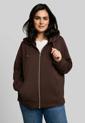TOM TAILOR TOM TAILOR STRICK & SWEATSHIRTS PLUS SIZE - HOODIE SWEATJACKE AUS SCUBA - Sweater met rits - java dark brown