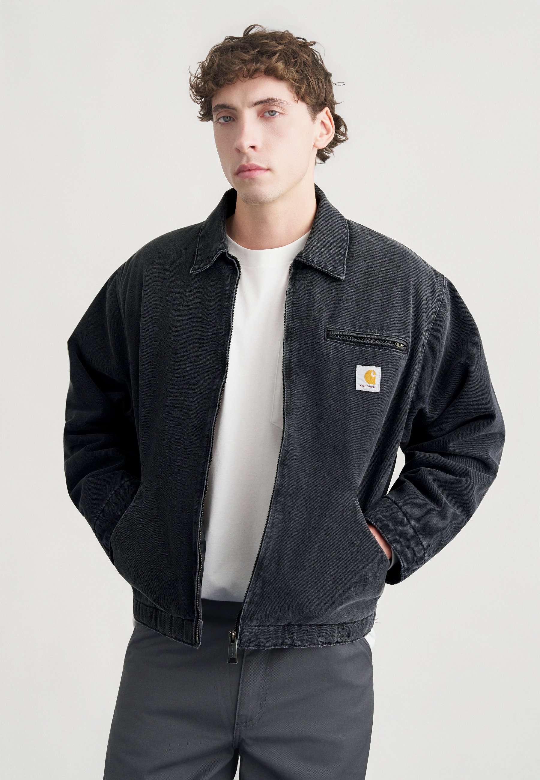 Carhartt WIP DETROIT JACKET - Džinsinis švarkelis - black grind