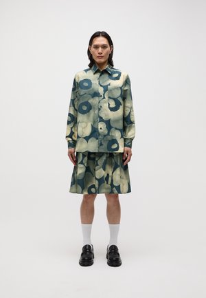 POIMINNOT AKVARELLI UNIKKO SKIRT UNISEX - sukňa v tvare A - dark green/light yellow