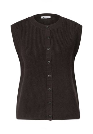 Street One, STRICKWESTE MIT RUNDHALS UND KNOPFLEISTE - Chaleco - black coffee