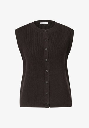 Street One, STRICKWESTE MIT RUNDHALS UND KNOPFLEISTE - Chaleco - black coffee