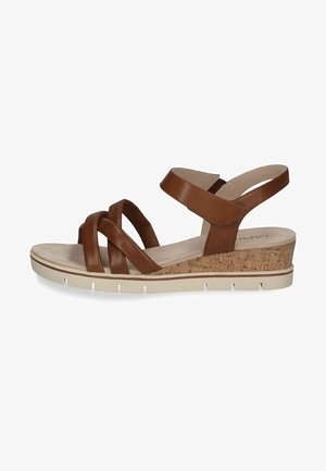 Keilsandalette - cognac nappa