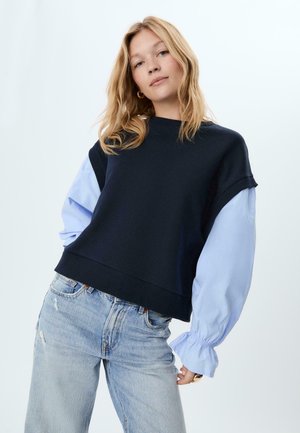 WITH CONTRAST PUFF SLEEVES  - Felpa - dark blue