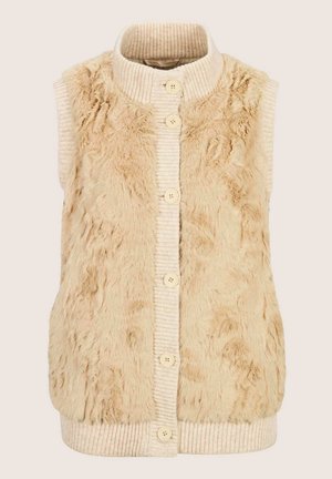 MADELEINE, MADELEINE WESTE WEBPELZ-WESTE MIT STEHKRAGEN - Weste - beige   melange