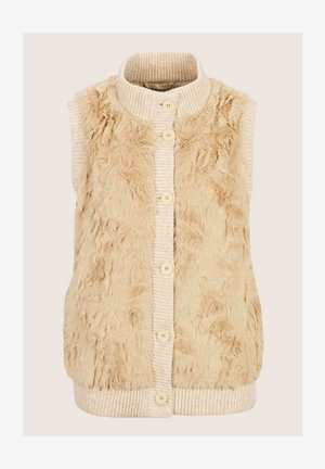 MADELEINE, MADELEINE WESTE WEBPELZ-WESTE MIT STEHKRAGEN - Weste - beige melange