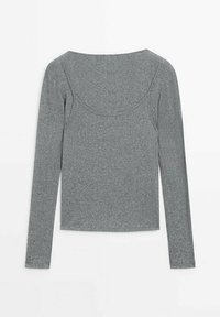 T-shirt à manches longues, ajusté, en mélange de coton gris. Doté d'un col rond et d'une texture lisse, il est idéal pour le superposition.