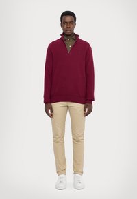Polo Ralph Lauren KNIT COTTON QUARTER ZIP JUMPER - Trui - damson red