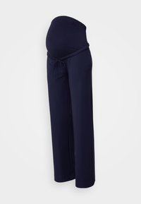 Marina vida byxor för gravida med vida ben, elastisk midjeband, snörningsdetalj och mjuk, slät textur för ökad komfort.