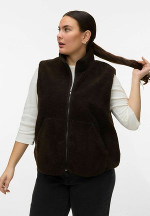 Vero Moda Curve TEDDYFELL JACKE VMJOSEFINE WESTE - Smanicato - chocolate torte
