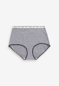 Mutande a vita alta a righe blu navy e bianche, con una vita elasticizzata che riporta il nome del marchio "NEXT". Realizzate in morbido cotone.
