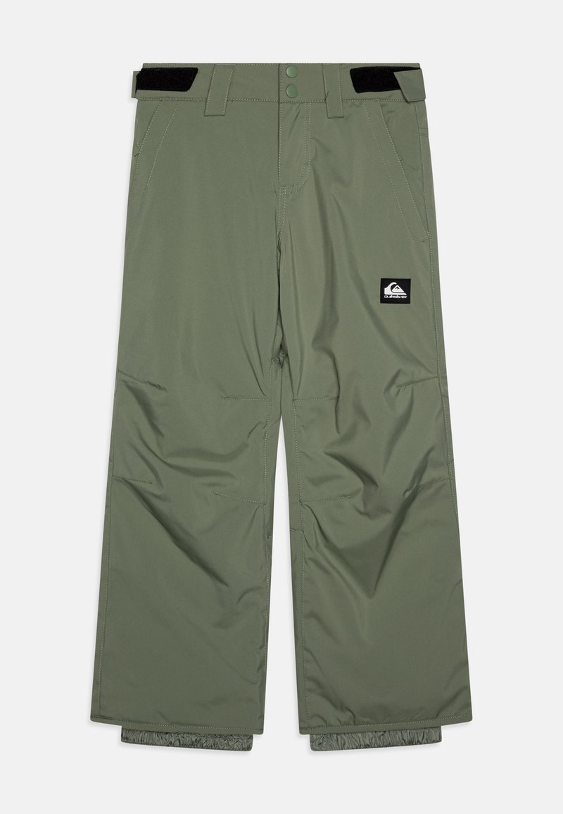 Voděodolné sněhové kalhoty v olivové barvě, se volným střihem, dvěma předními kapsami a logem. Elastické manžety na spodním okraji.