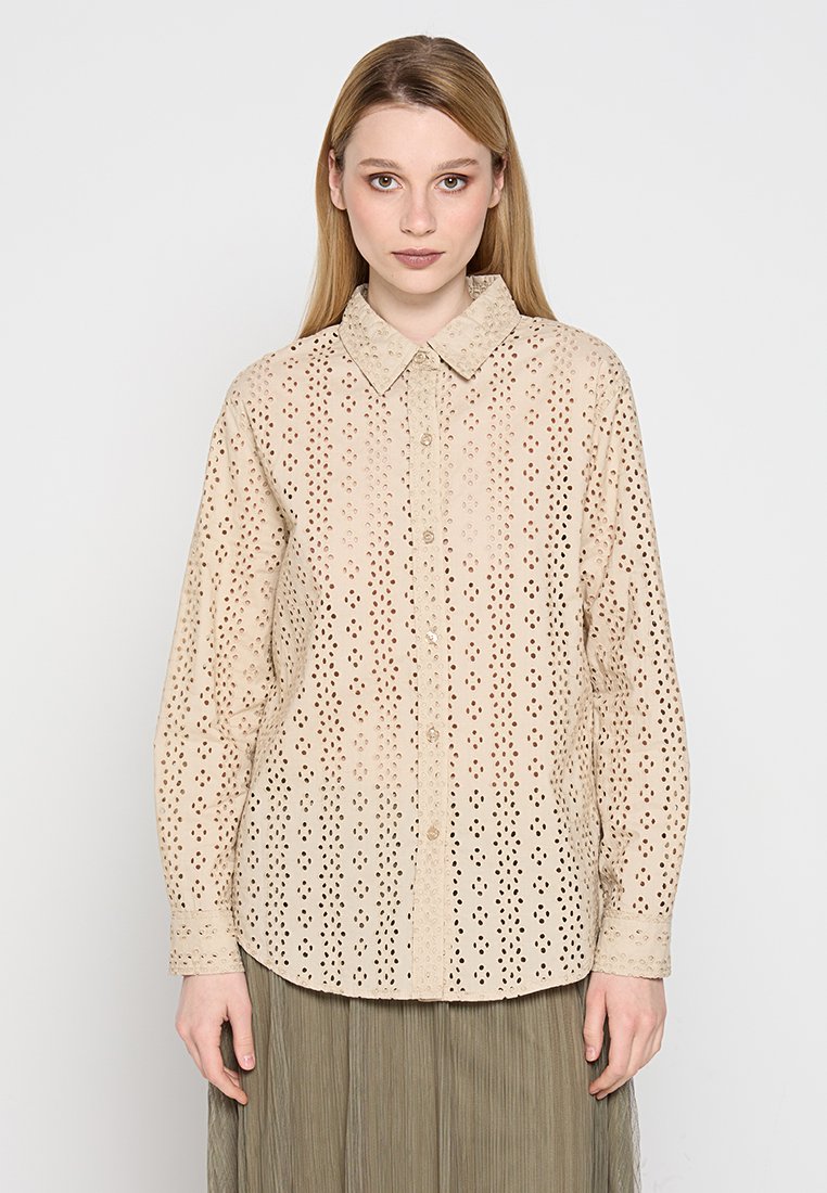 DKNY Overhemdblouse taupe DKNY Overhemdblouse taupe