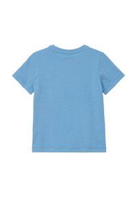 Lichtblauwe t-shirt met korte mouwen van zachte katoen. Heeft een klassieke ronde hals en een standaard pasvorm zonder zichtbare logo's of patronen.