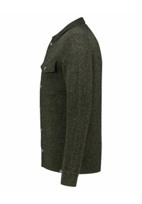 Grüne strukturierte Hemd mit Kragen, durchgehender Knopfleiste und einer Brusttasche. Hergestellt aus gewebtem Stoff mit dezenten Mustern.