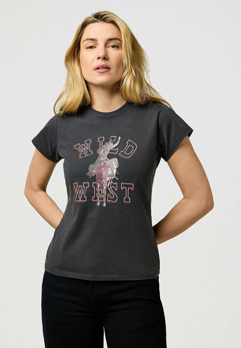 Wrangler SHRUNKEN BAND - T-shirts print - faded_black