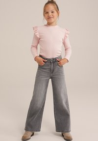 WE Fashion GERIBD MET RUCHES - Tops ar garām piedurknēm - pink