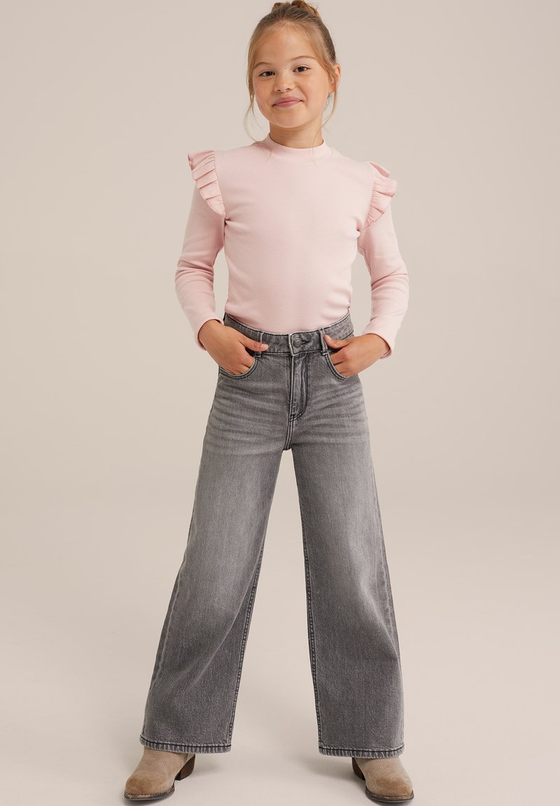 WE Fashion GERIBD MET RUCHES - Tops ar garām piedurknēm - pink