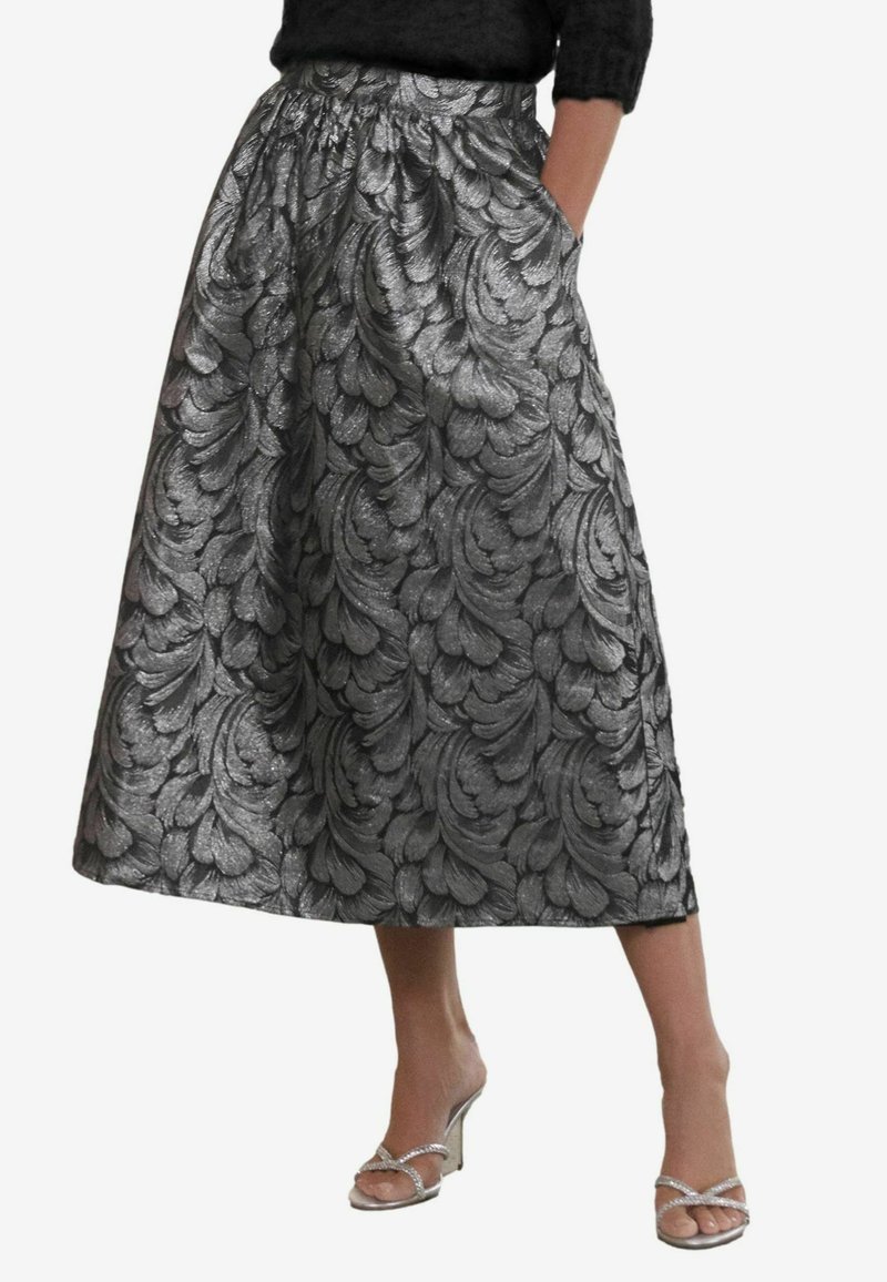 Love & Roses ENB JACQUARD MIDI - REGULAR FIT - Fustă în formă de A - silver feather