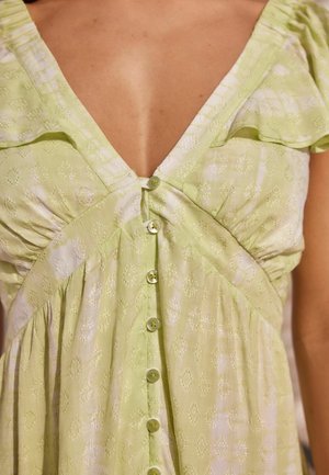 Next REGULAR FIT - Skjortklänning - white lime tie dye