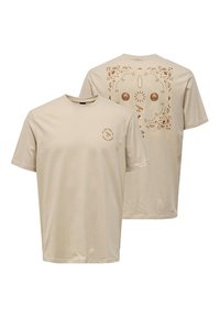 Only & Sons 2ER-SET RUNDHALS KURZARM - Print T-shirt - beige