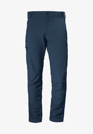 Marineblaue technische Hose mit geradem Schnitt, aus leichtem, strapazierfähigem Material. Verfügt über Seitentaschen und minimale Details.