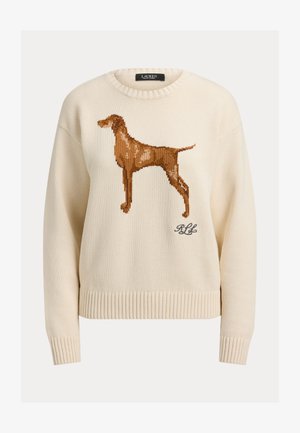 Lauren Ralph Lauren, INTARSIA KNIT VIZSLA COTTON SWEATER - Trui - mascarpone cream multi
