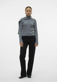 Vero Moda VMZOEY WRAP NECK - Maglione - medium grey melange