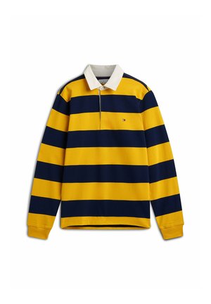 Tommy Hilfiger, ESSENTIAL STRIPE RUGBY - Polo shirt - mustard amber  carbon navy