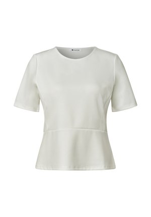 Street One, ROUND-NECK T-SHIRT WITH FLOUNCE DETAIL - T-shirt basique - off white