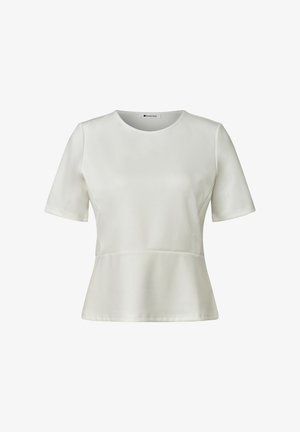 Street One, ROUND-NECK T-SHIRT WITH FLOUNCE DETAIL - T-shirt basic - off white