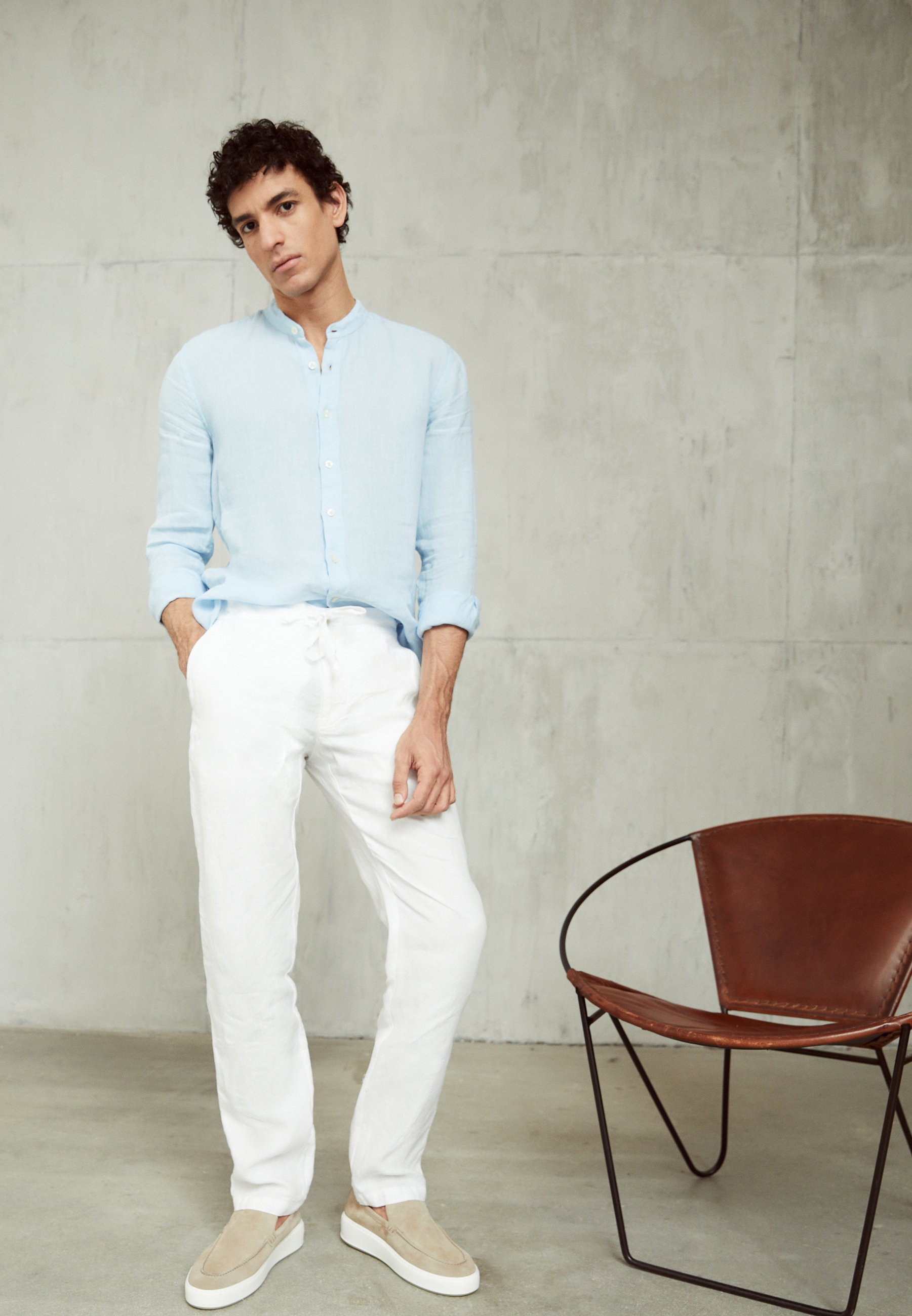 120% Lino PANTALONE UOMO COULISSE - Trousers - white - Zalando.de