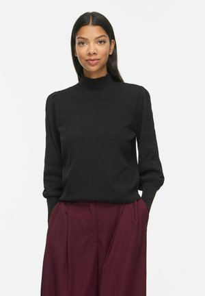 VILA, KNITTED PULLOVER VIKERRY HIGH NECK - Pullover - black