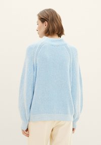 TOM TAILOR Strickpullover - offwhite blue plaited rib