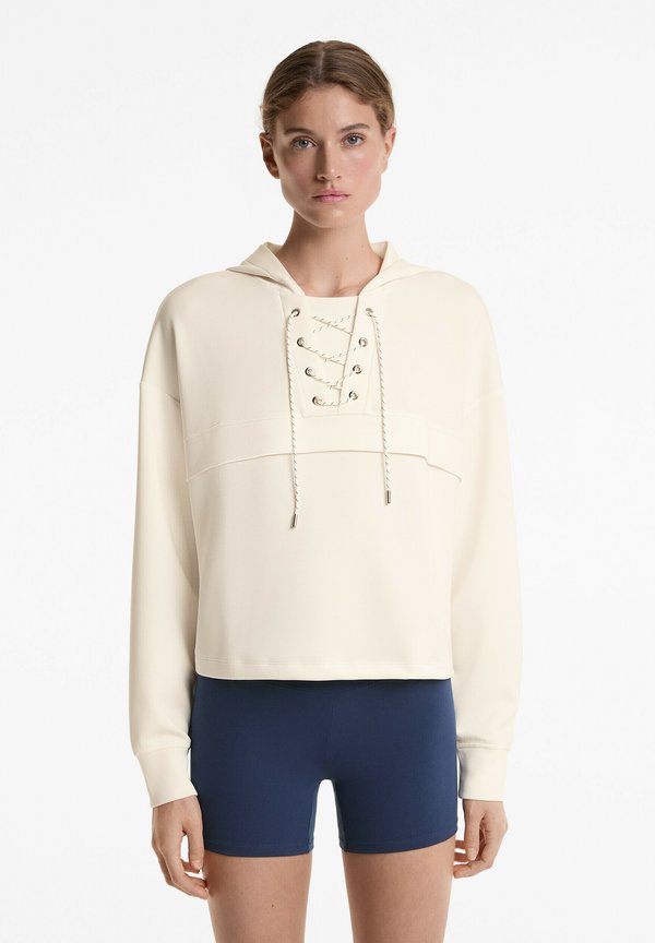 SOFT-TOUCH CRISS-CROSS DRAWSTRING - Kapuzenpullover - beige