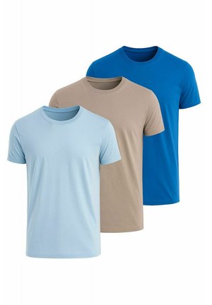 SET OF 3 - T-Shirt basic - warm grey blue light blue