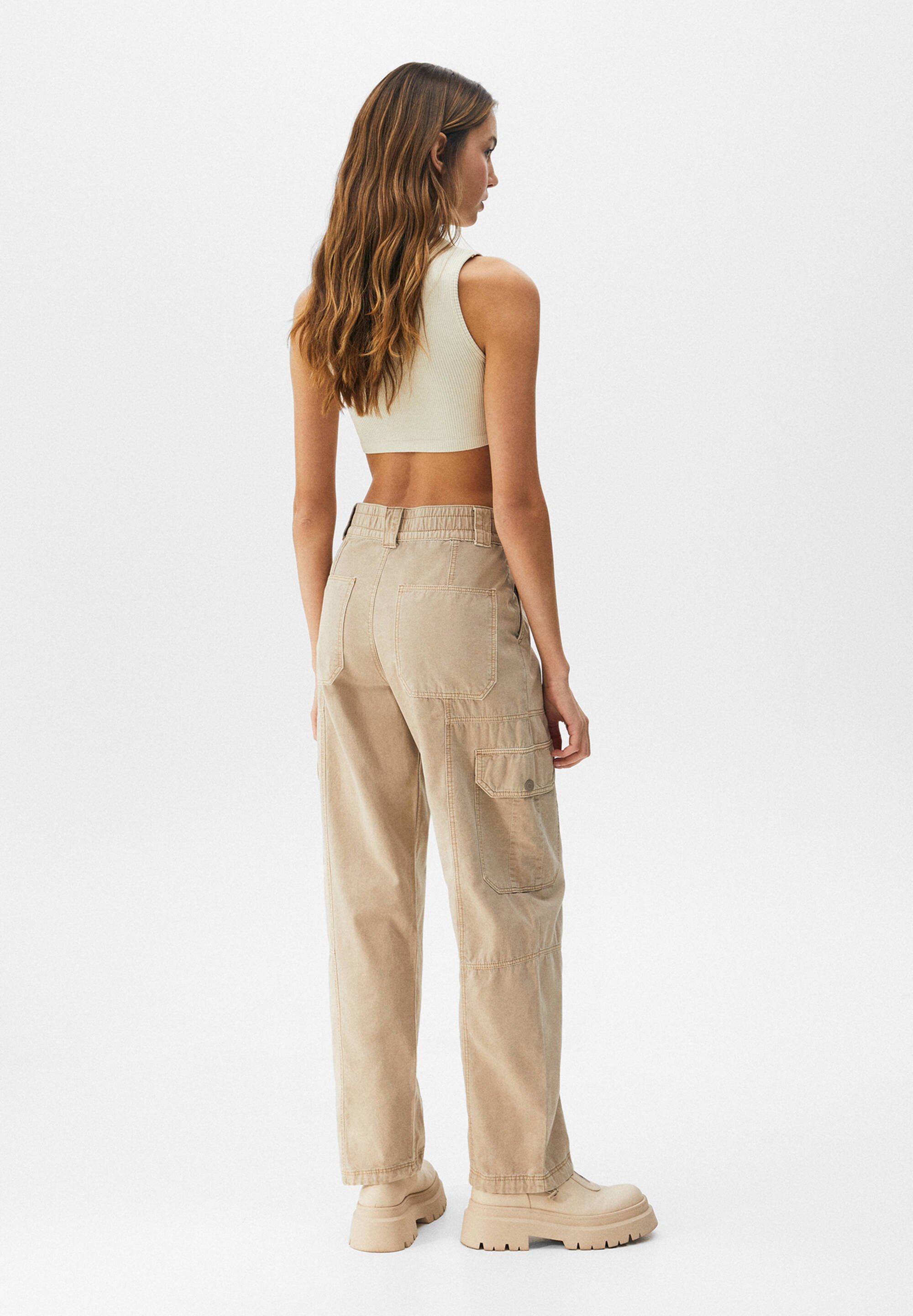 PULL\u0026BEAR WITH PANEL DETAIL - Cargobroek - beige/crème - Zalando.nl