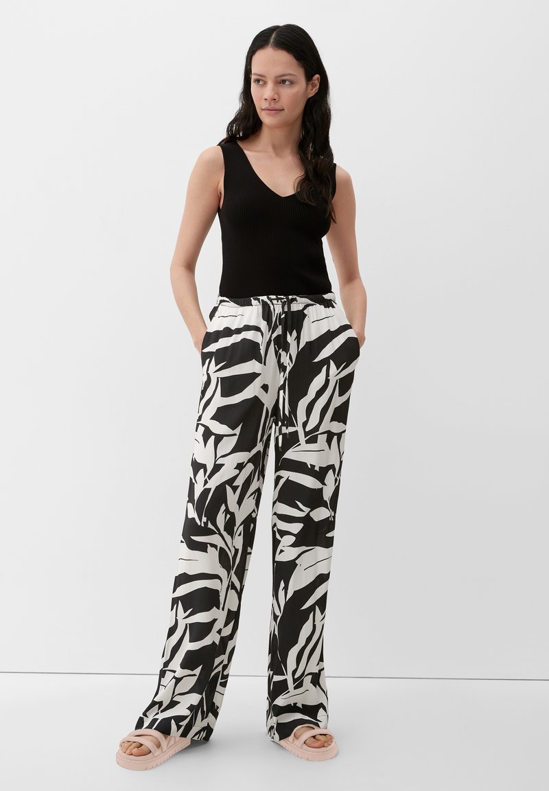 s.Oliver MIT CRÊPE STRUKTUR - Pantalon classique - schwarz