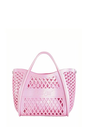 Borsa tote rosa Marc Ellis con motivo a griglia e doppi manici, realizzata in materiale plastico lucido.