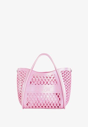 Borsa tote rosa Marc Ellis con motivo a griglia e doppi manici, realizzata in materiale plastico lucido.