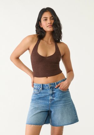 Stradivarius HALTER - Top - dark brown